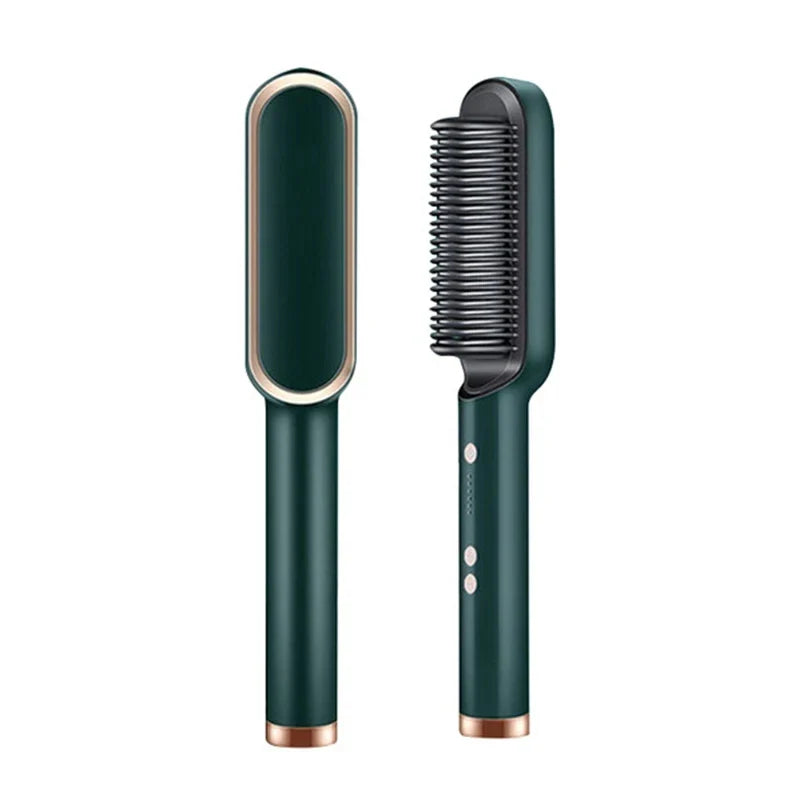Hair Straightening Brush UK – 2-in-1 Thermal Comb Straightener & Curler with Adjustable Heat & Tourmaline Technology