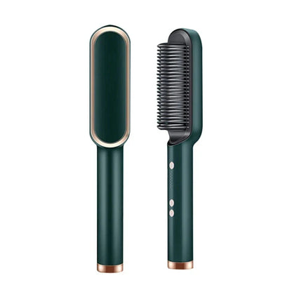 Hair Straightening Brush UK – 2-in-1 Thermal Comb Straightener & Curler with Adjustable Heat & Tourmaline Technology