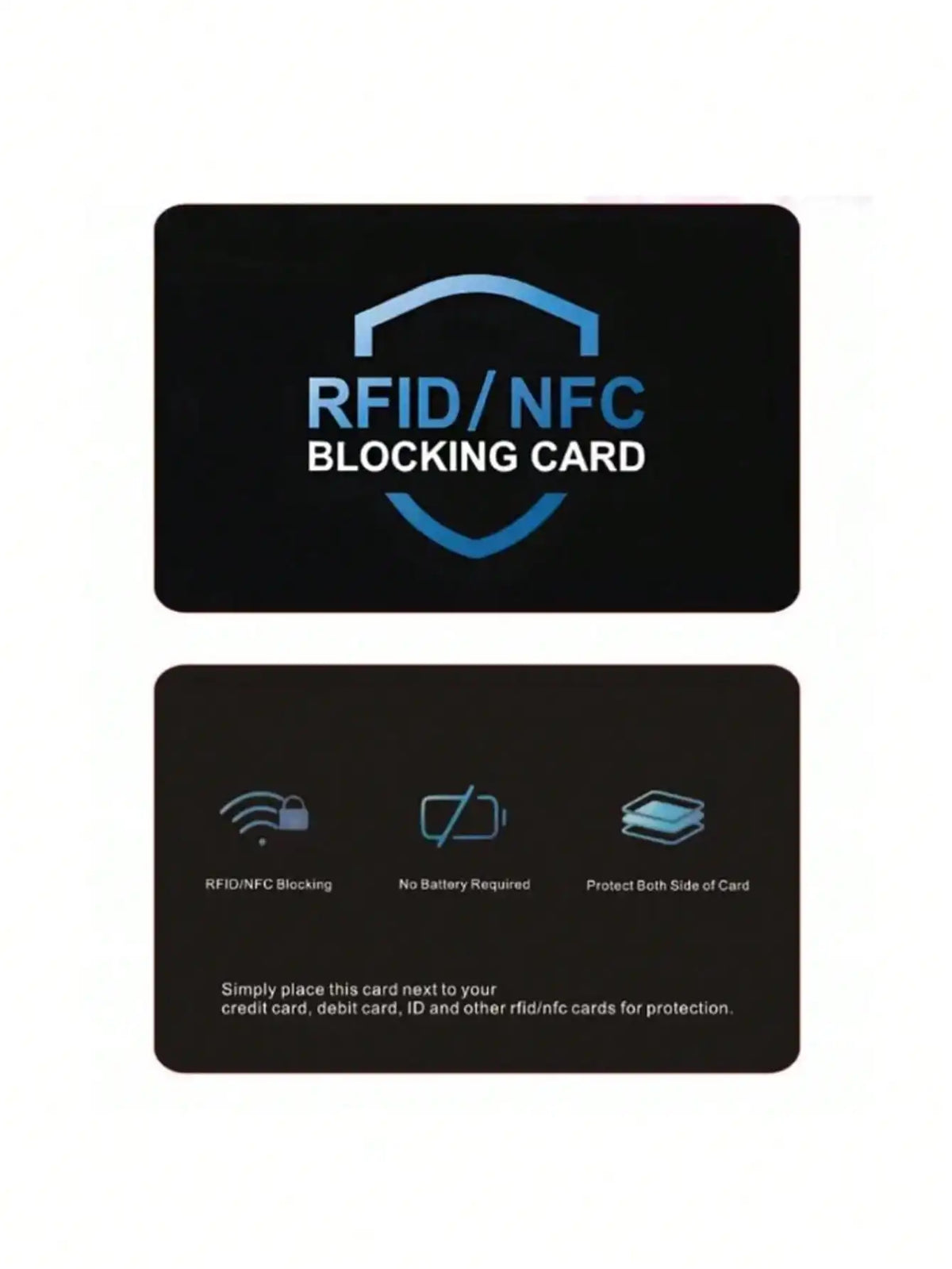 RFID Blocking Card 2 Pack – Wallet Protection | NFC Anti Theft Debit Credit Card Protector, Anti-Theft Contactless NFC Blocker, Entire Wallet Protection