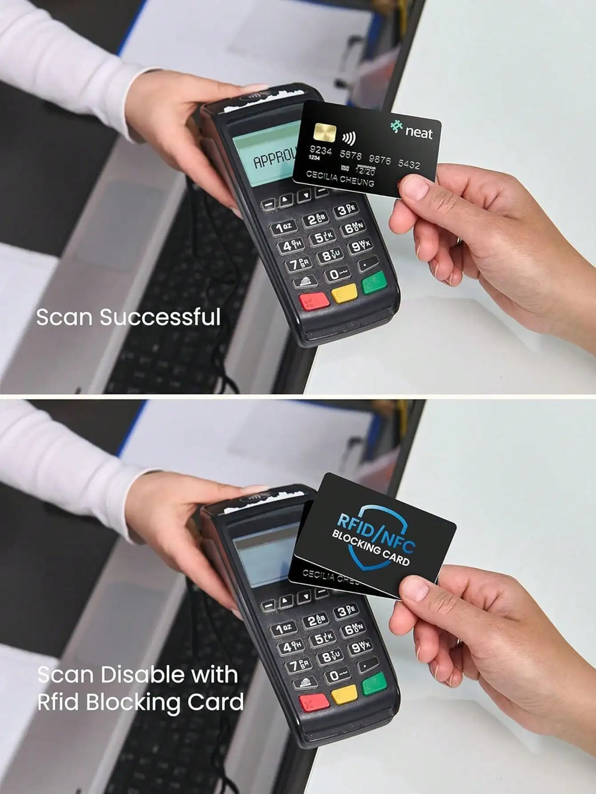 RFID Blocking Card 2 Pack – Wallet Protection | NFC Anti Theft Debit Credit Card Protector, Anti-Theft Contactless NFC Blocker, Entire Wallet Protection