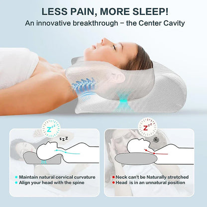 Memory Foam Cervical Pillow | Ergonomic 2-in-1 Design for Neck Pain Relief & Comfortable Sleep