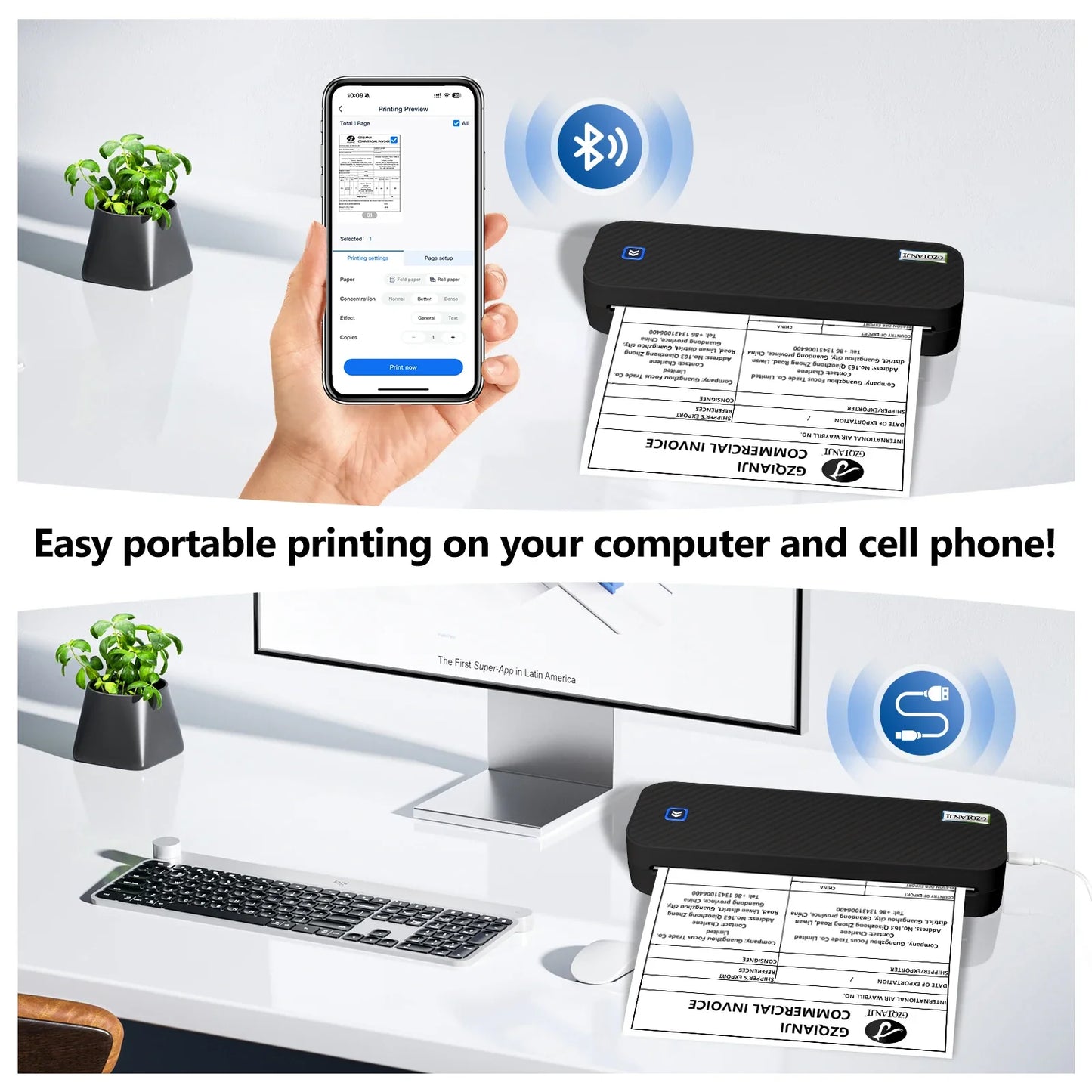 Portable Thermal Printer for Convenient Mobile Printing | No Ink Needed