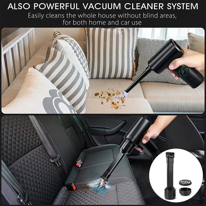 2-in-1 Portable Vacuum Cleaner & Blower | 7500mAh Battery, LED Light & Versatile for Home, Car & Office Cleaning