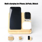 Bamboo Wireless Charging Station 3 in 1 stand - iPhone, iWatch, AirPods