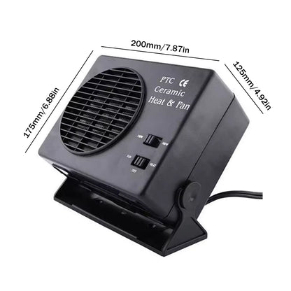 12V Ceramic Car Heater | 150W-300W Portable Fan with Automatic Thermostat for Winter Use in Vehicles