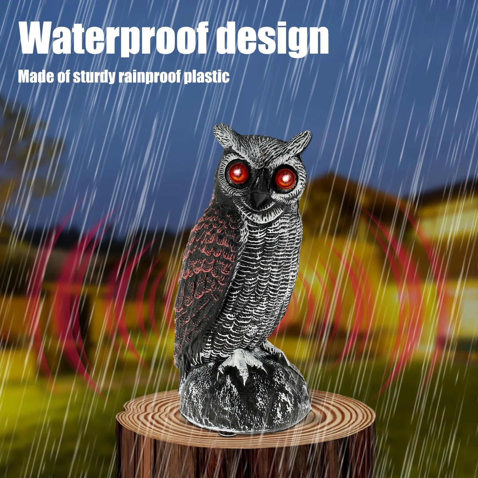 Solar-Powered Pigeon Scarer | Waterproof Bird Scare Eye with Sound and Light Deterrent - Outdoor Bird Control