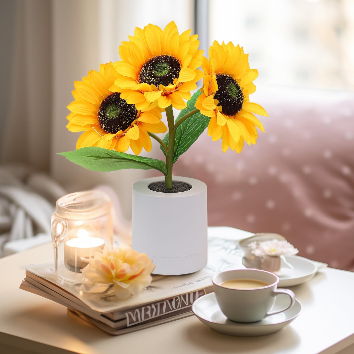 LED Sunflower Table Lamp - Decorative Lighting Fixture for Home Decor & Nightstand Use