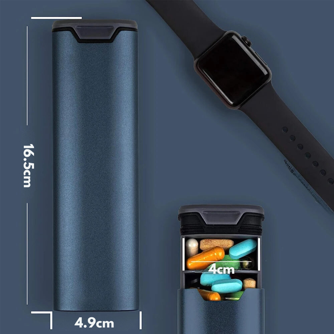 Weekly Pill Organizer | Premium Aluminium & Wooden Design for Home, Office & Travel