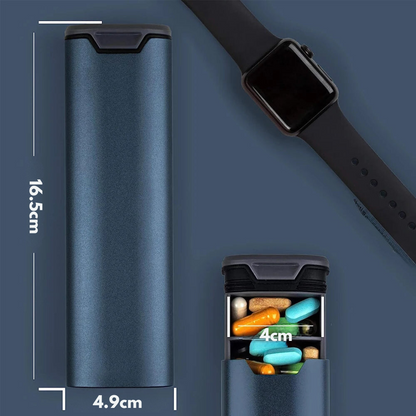 Weekly Pill Organizer | Premium Aluminium & Wooden Design for Home, Office & Travel