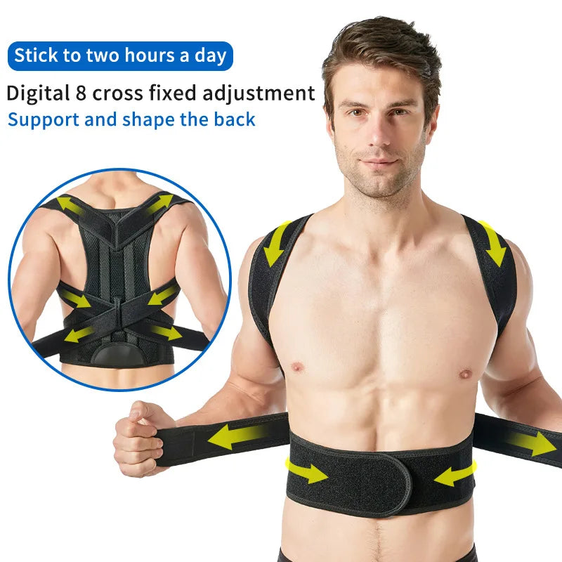Posture Corrector – Upper Back & Shoulder Support | Adjustable Brace for Daily Wear at Home or Work