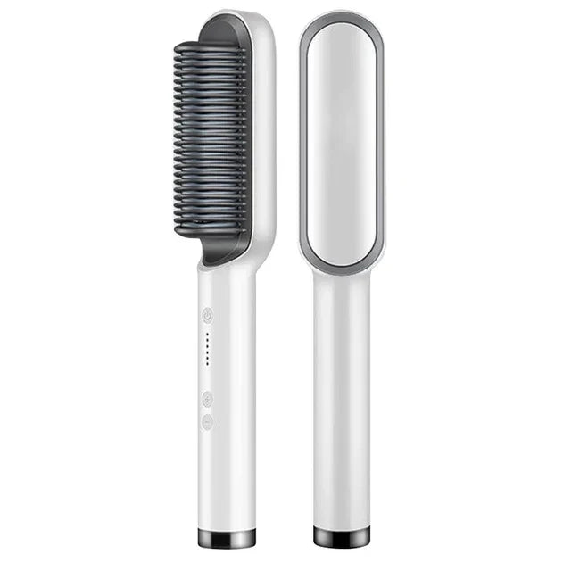 Hair Straightening Brush UK – 2-in-1 Thermal Comb Straightener & Curler with Adjustable Heat & Tourmaline Technology