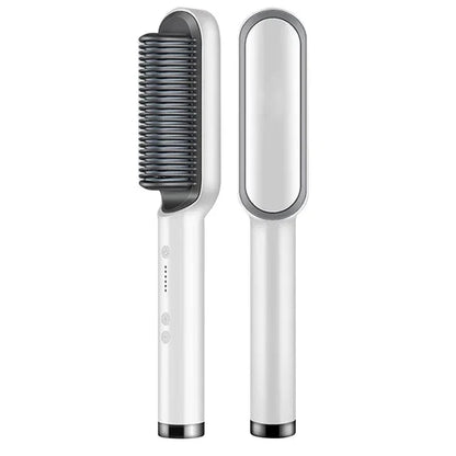 Hair Straightening Brush UK – 2-in-1 Thermal Comb Straightener & Curler with Adjustable Heat & Tourmaline Technology