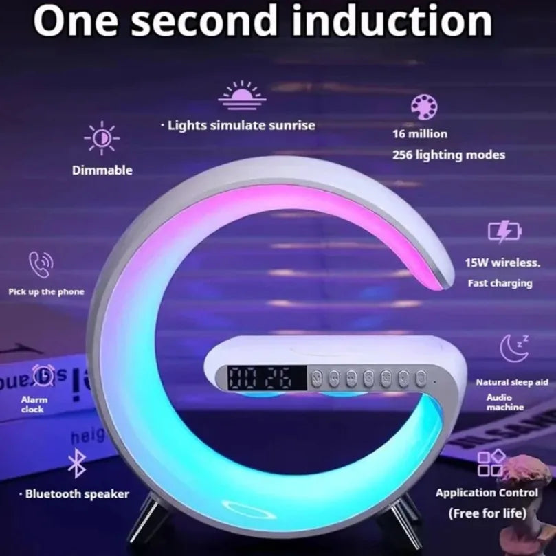 Multifunction Wireless Charging Lamp – Bluetooth Speaker & LED Light | Desk Use
