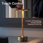 Cordless Rechargeable Modern Aura Table Lamp with Touch Controls | Wireless LED Light for Modern Side Tables and Office Desks | Minimalist Table Lamp