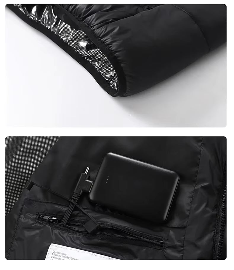 Unisex Waterproof Electric Heated Jacket | 21 Heating Zones, Lightweight & Ideal for Outdoor Activities in Cold Weather