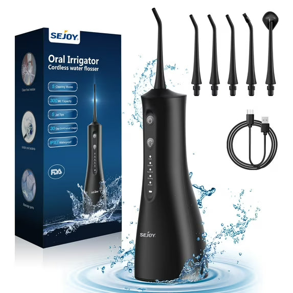 Dental Water Flosser | Rechargeable with 4 Modes & Interchangeable Nozzles for Deep Cleaning and Gum Health