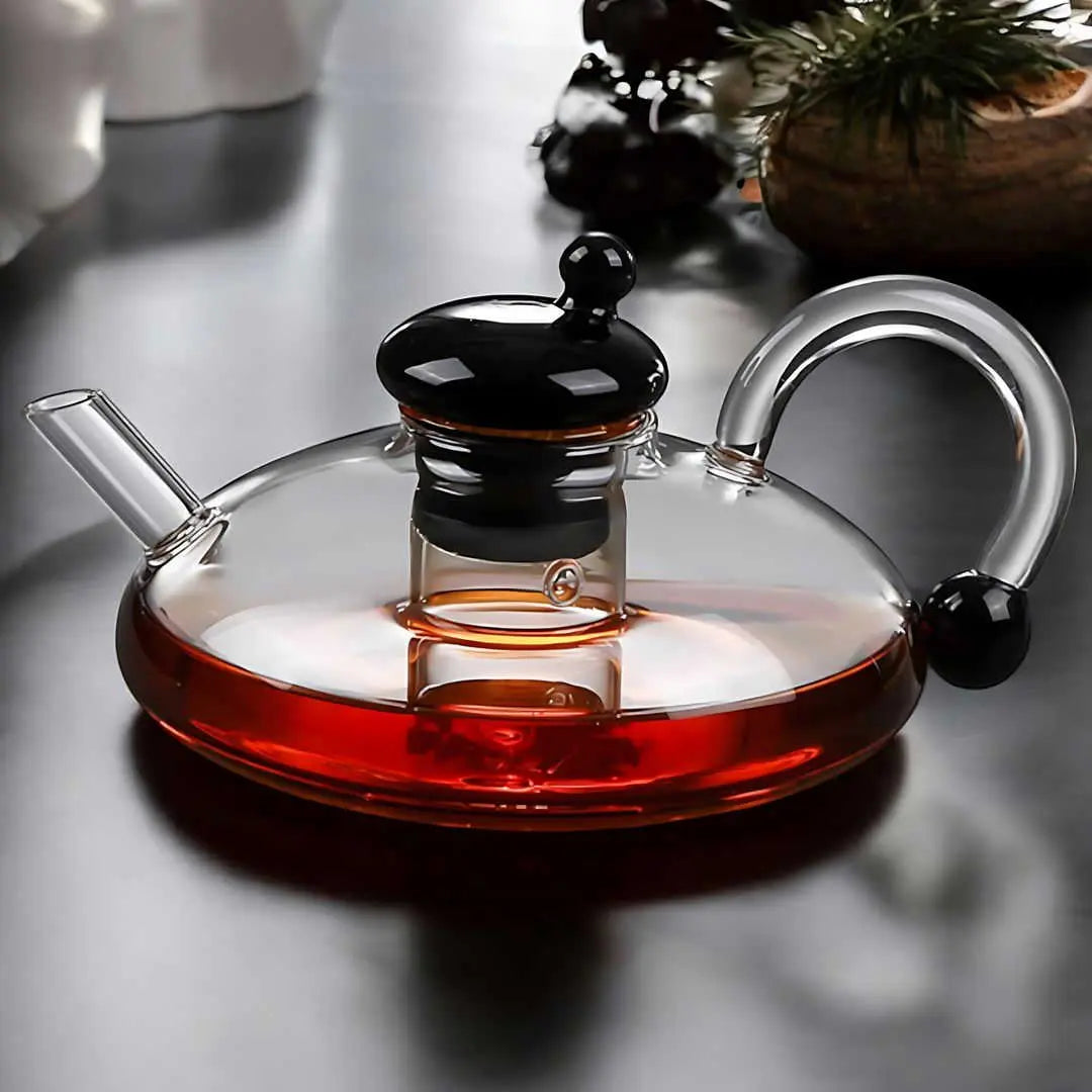 Borosilicate Glass Teapot Set | Tea Pot and Cup Set with Semi-Automatic Filtration, Eco-Friendly & Perfect for Afternoon Tea