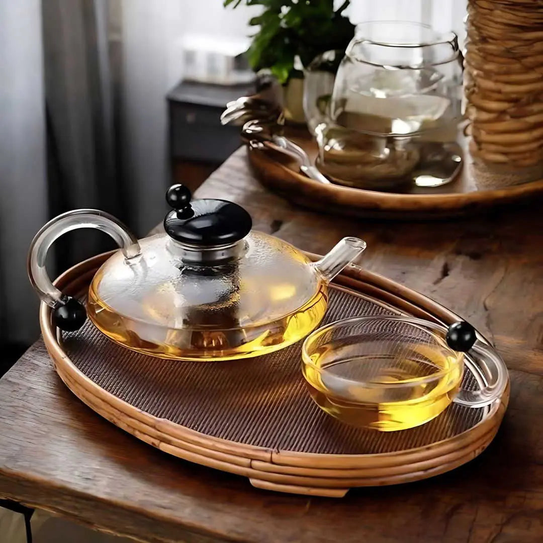Borosilicate Glass Teapot Set | Tea Pot and Cup Set with Semi-Automatic Filtration, Eco-Friendly & Perfect for Afternoon Tea