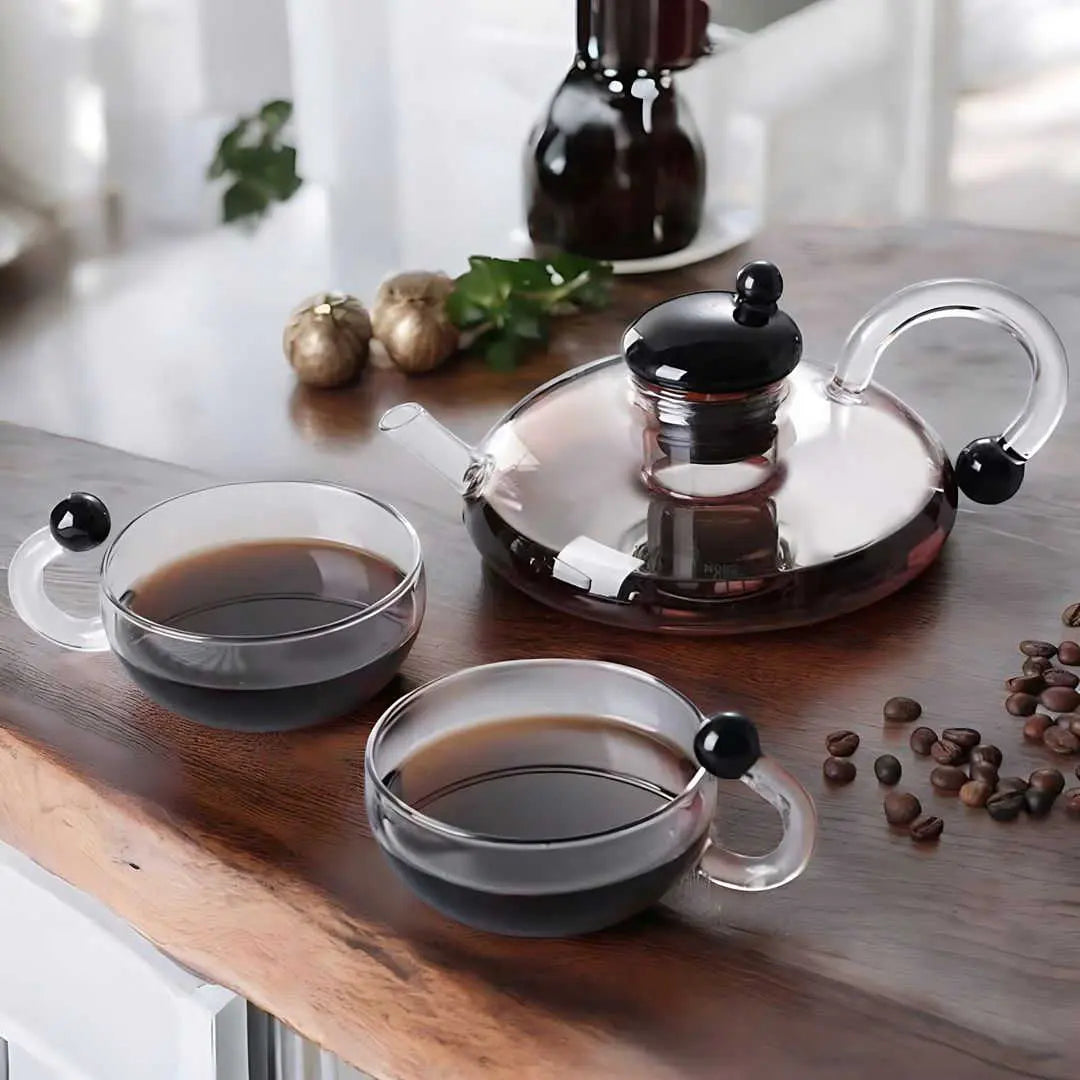 Borosilicate Glass Teapot Set | Tea Pot and Cup Set with Semi-Automatic Filtration, Eco-Friendly & Perfect for Afternoon Tea