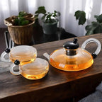 Borosilicate Glass Teapot Set | Tea Pot and Cup Set with Semi-Automatic Filtration, Eco-Friendly & Perfect for Afternoon Tea