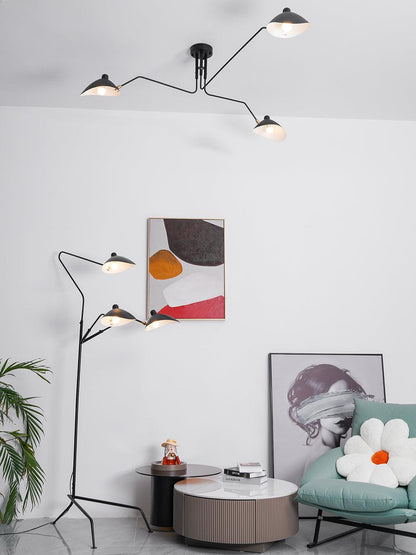 LED Ceiling Light Fixture - Serge Mouille Style - Adjustable Arm Design for Living Room & Modern Spaces
