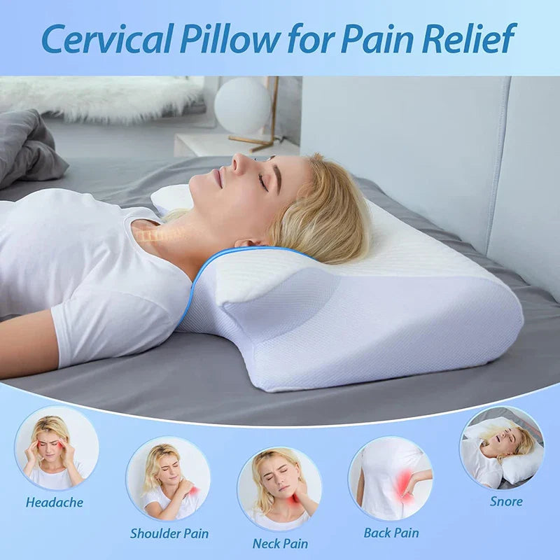 Memory Foam Cervical Pillow | Ergonomic 2-in-1 Design for Neck Pain Relief & Comfortable Sleep