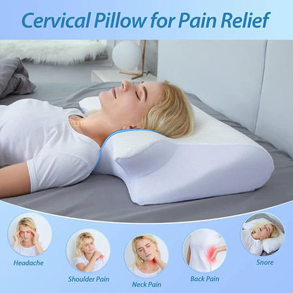 Memory Foam Cervical Pillow | Ergonomic 2-in-1 Design for Neck Pain Relief & Comfortable Sleep