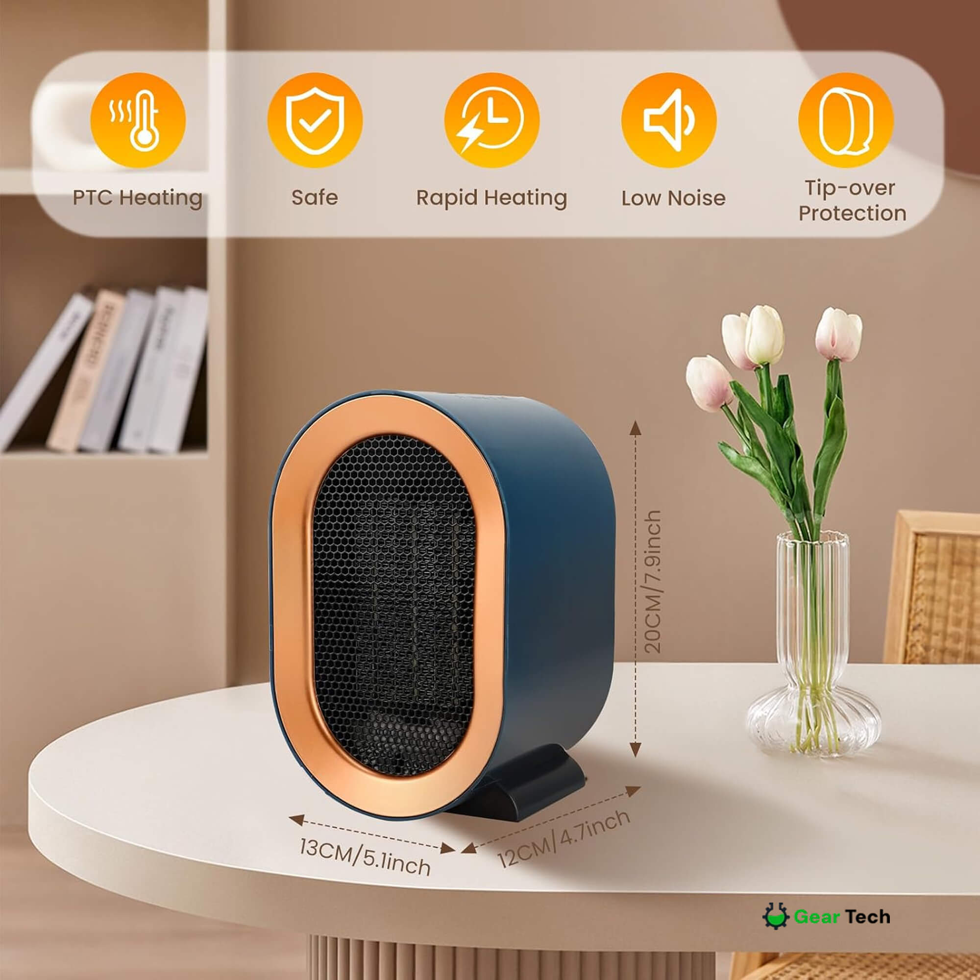Small Energy Efficient Space Room Electric Heater Portable Low Energy Power Saving