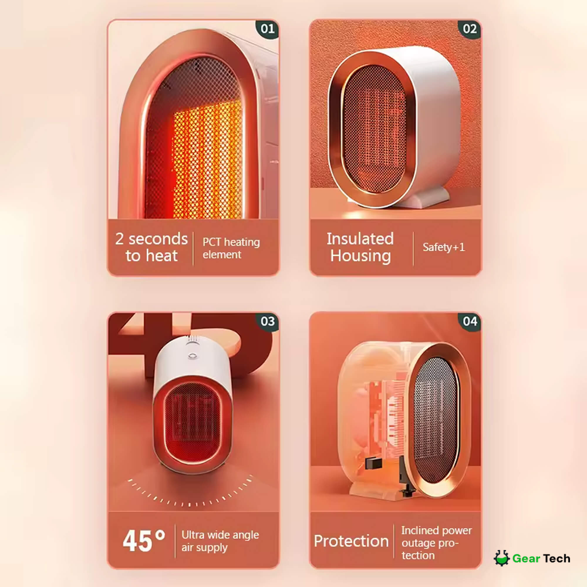 Small Energy Efficient Space Room Electric Heater Portable Low Energy Power Saving