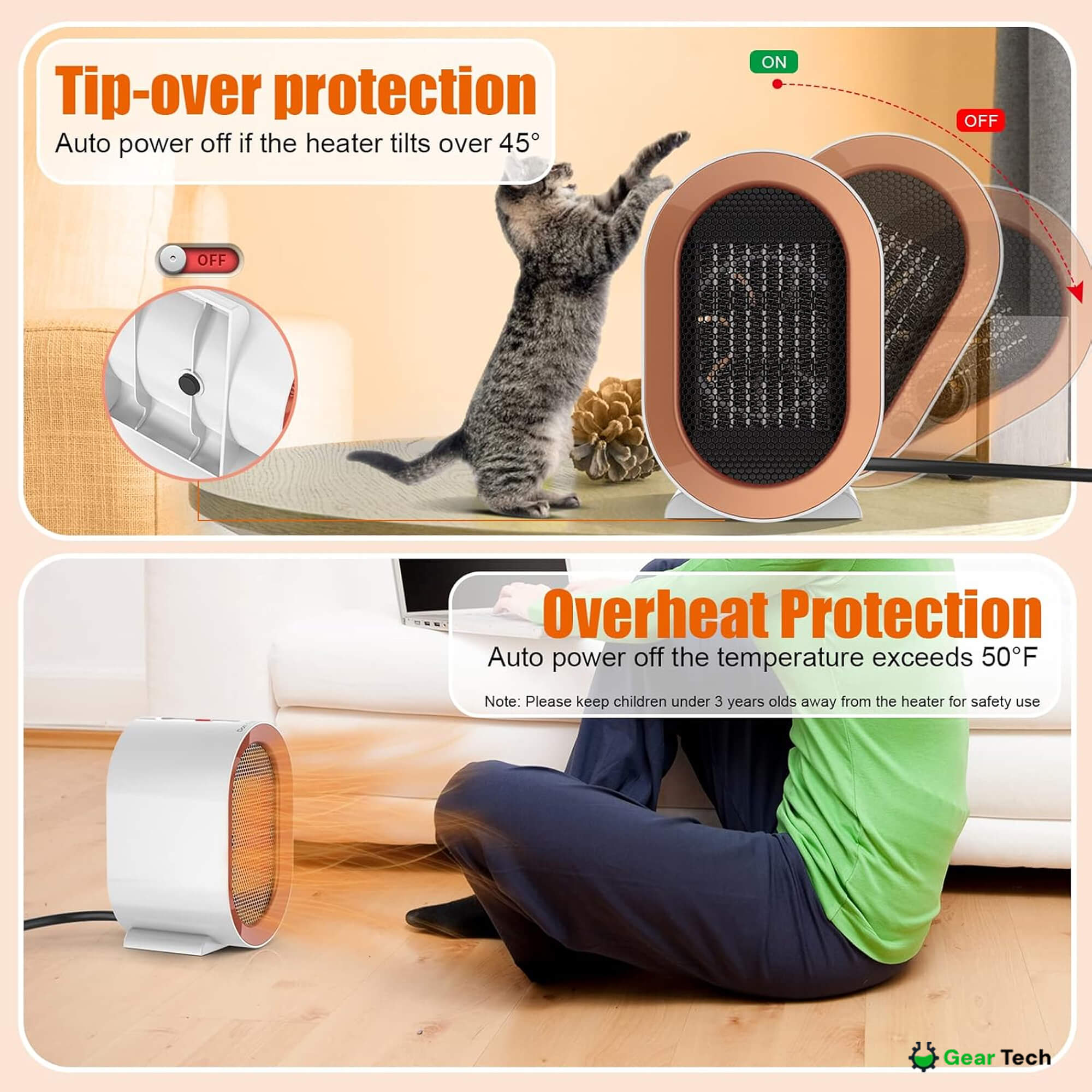 Small Energy Efficient Space Room Electric Heater Portable Low Energy Power Saving