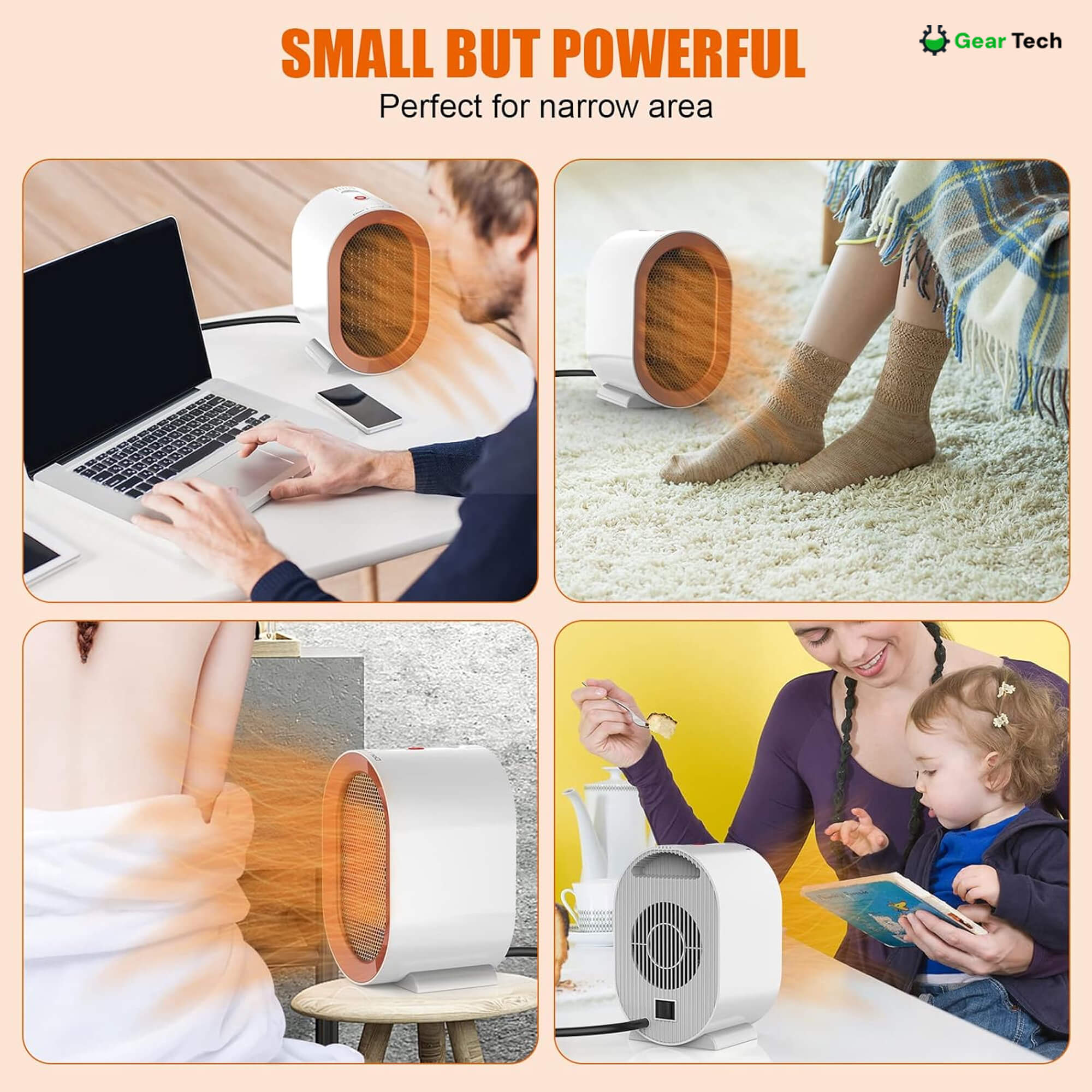 Small Energy Efficient Space Room Electric Heater Portable Low Energy Power Saving