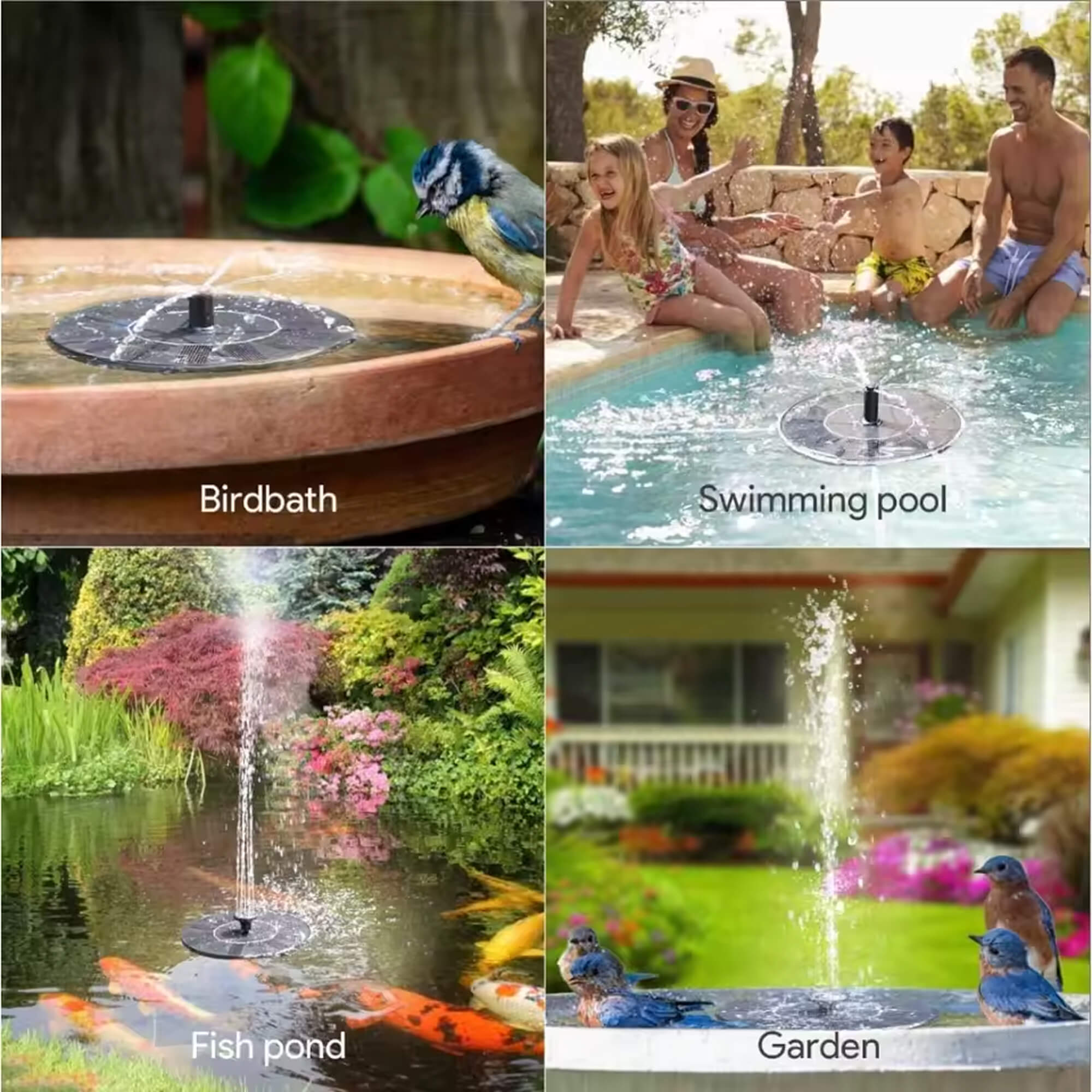 Solar-Powered Water Fountain | Effortless Installation & Multiple Spray Patterns for Garden Ponds and Birdbaths