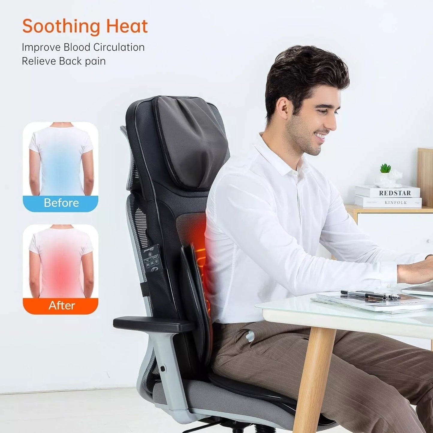 Shiatsu Back Massager with Heat | Ergonomic, Portable & Ideal for Home or Office Relaxation