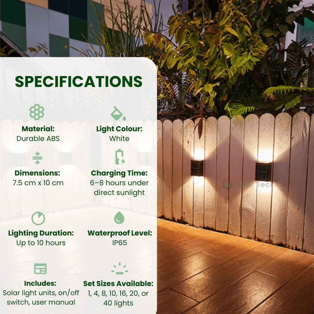 Wireless LED Solar Wall Lights - Outdoor Garden Lighting for Pathways & Patios, Energy-Efficient & Weather-Resistant