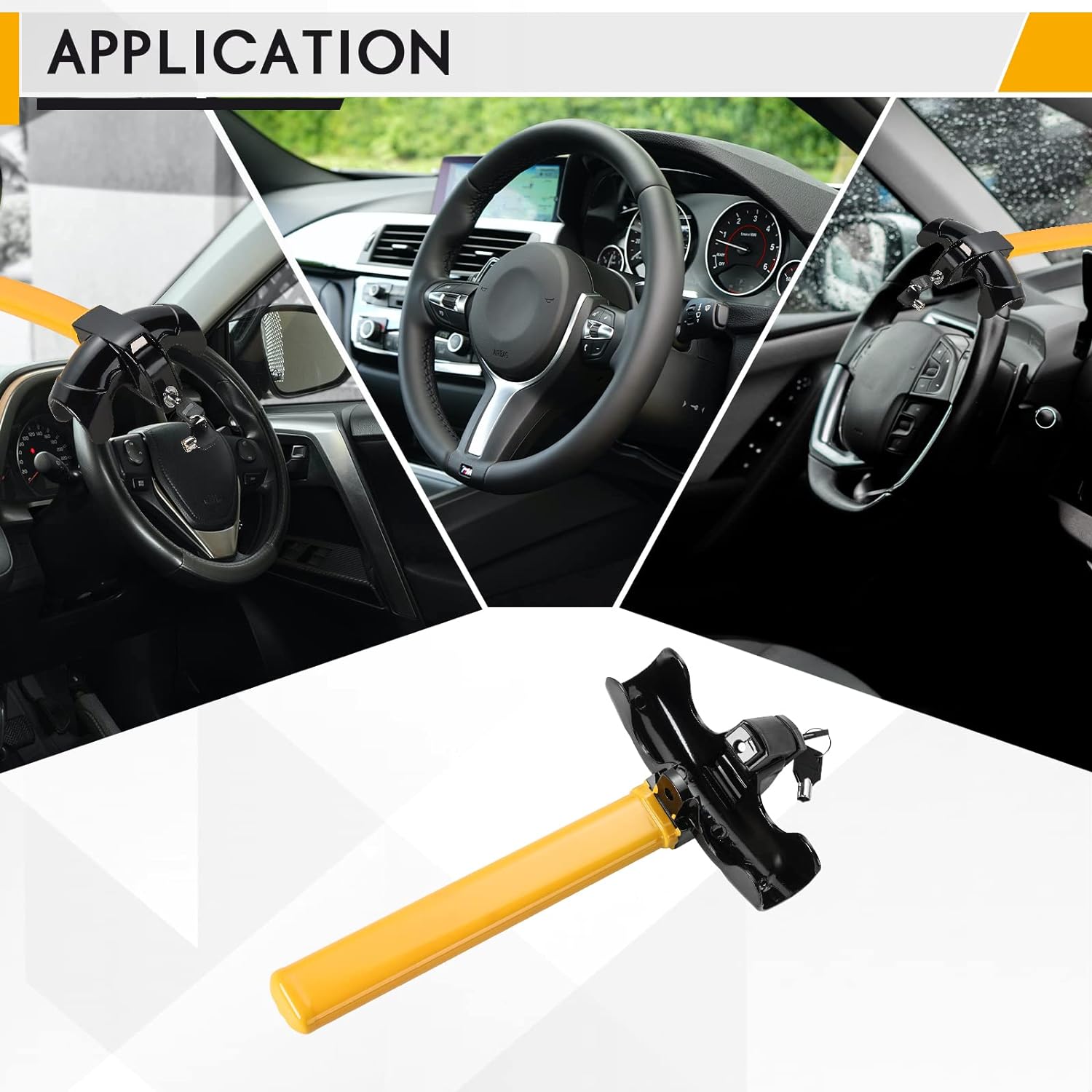 Universal Steering Wheel Lock - Heavy-Duty Anti-Theft Device for Cars, Trucks, and SUVs