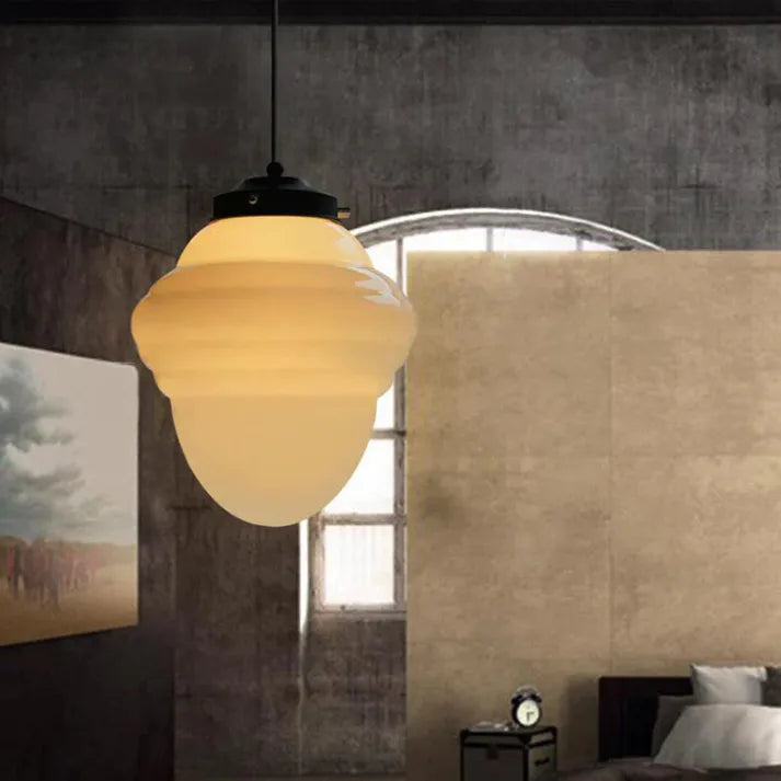 Geometric Milk Glass Pendant Light Fixture - Vintage White Design for Kitchen & Dining Room Lighting