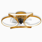 LED Flush Mount Ceiling Fan Light with Remote Control - Modern Flower Design for Living Room & Bedroom Lighting