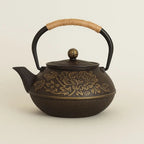 Japanese Teapot | Handmade Cast Iron Tea Pot, Floral Design & Ideal for Japanese Tea Set and Herbal Infusions