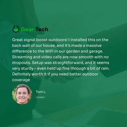 Long-Range Outdoor WiFi Booster | Dual-Band, 1200Mbps Speed for Total Coverage in Garden & Garage