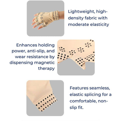 Fingerless Gloves for Arthritis & Pain Relief - Magnetic Compression for Improved Circulation and Reduced Swelling