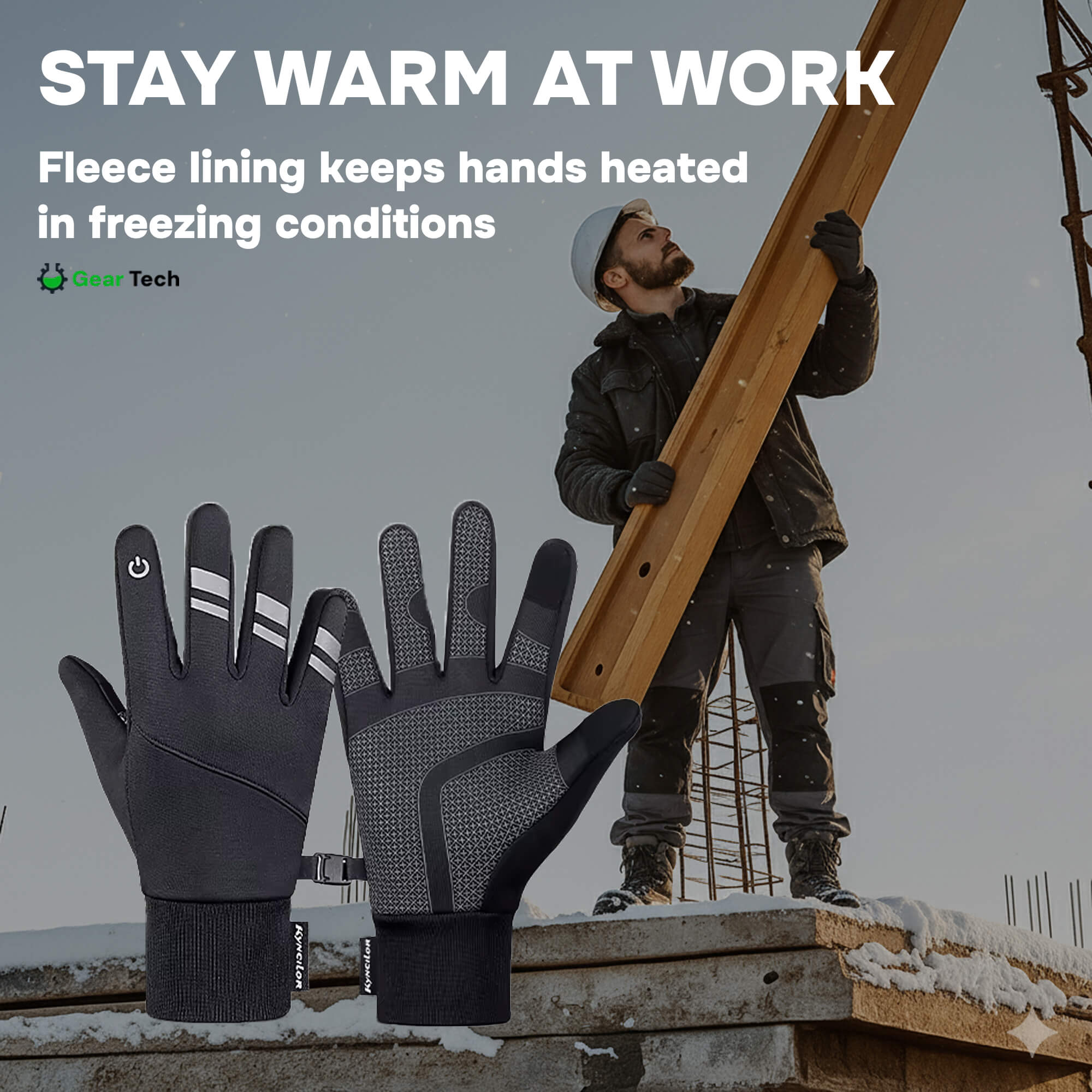 Thermal Waterproof Work Gloves – Durable Non-Slip Winter Gloves with Touchscreen for Outdoor Work UK