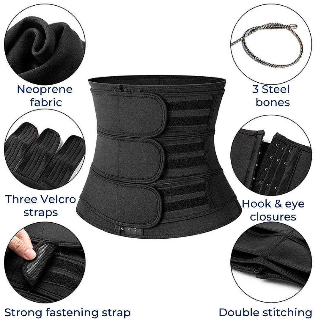 Mens Waist Trainer for Gym & Weight Loss | Triple Compression Fat Burning Sweat Belt | Back Support & Core Trimmer