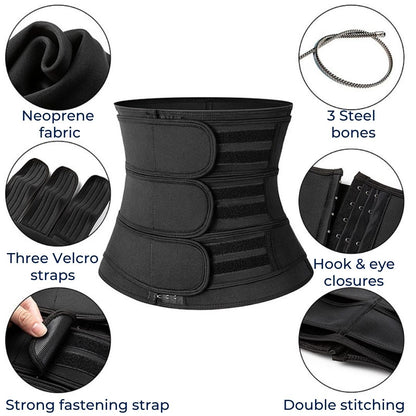 Mens Waist Trainer for Gym & Weight Loss | Triple Compression Fat Burning Sweat Belt | Back Support & Core Trimmer