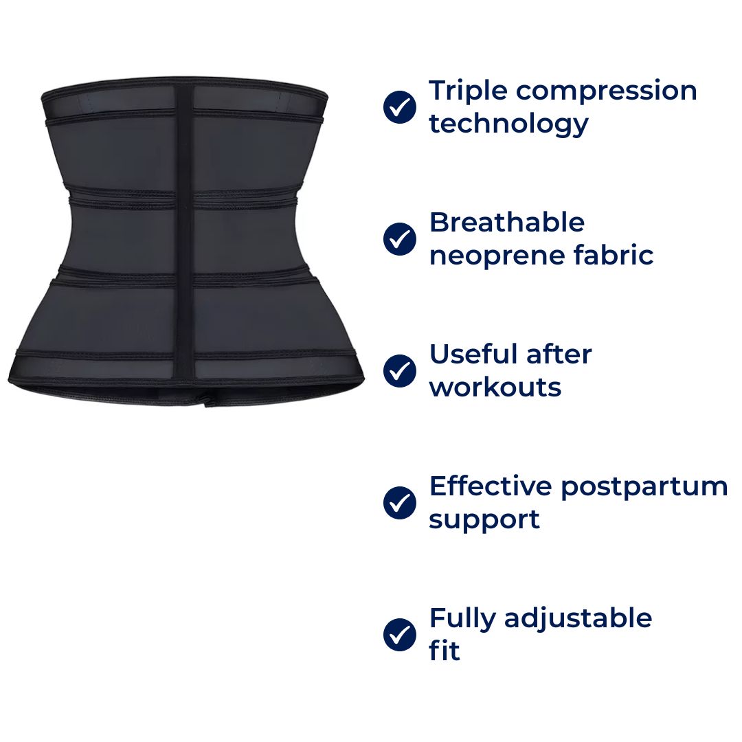 Mens Waist Trainer for Gym & Weight Loss | Triple Compression Fat Burning Sweat Belt | Back Support & Core Trimmer