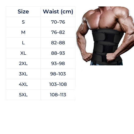 Mens Waist Trainer for Gym & Weight Loss | Triple Compression Fat Burning Sweat Belt | Back Support & Core Trimmer