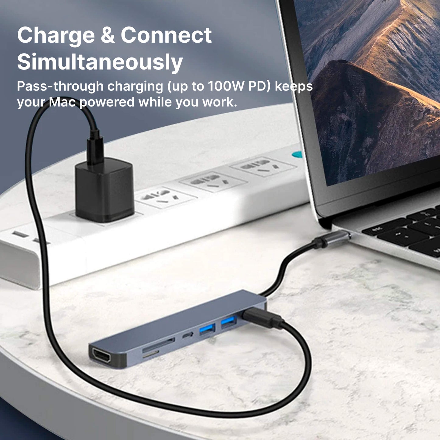 USB-C Hub & Multiport Adapter - MacBook Pro & Air Compatible - HDMI, USB, SD Card Reader & More