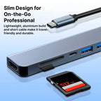 USB-C To USB Adapter Hub & Multiport Adapter - MacBook Pro & Air Compatible - HDMI, USB, SD Card Reader & More
