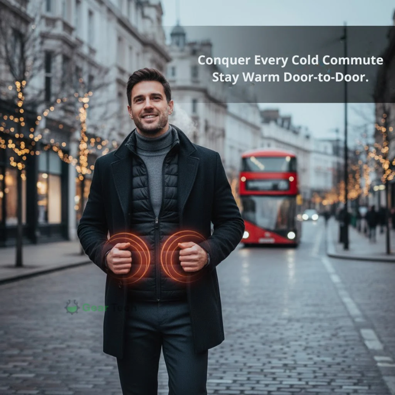 Mens Heated Gilet | Ultra-Thin Heated Vest, 9 Heating Zones & 8 Hours of Luxurious Warmth for Outdoor Activities