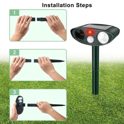 Solar Powered Ultrasonic Rabbit Repeller with Flashing Light – Effective Pest Control for Gardens and Yards