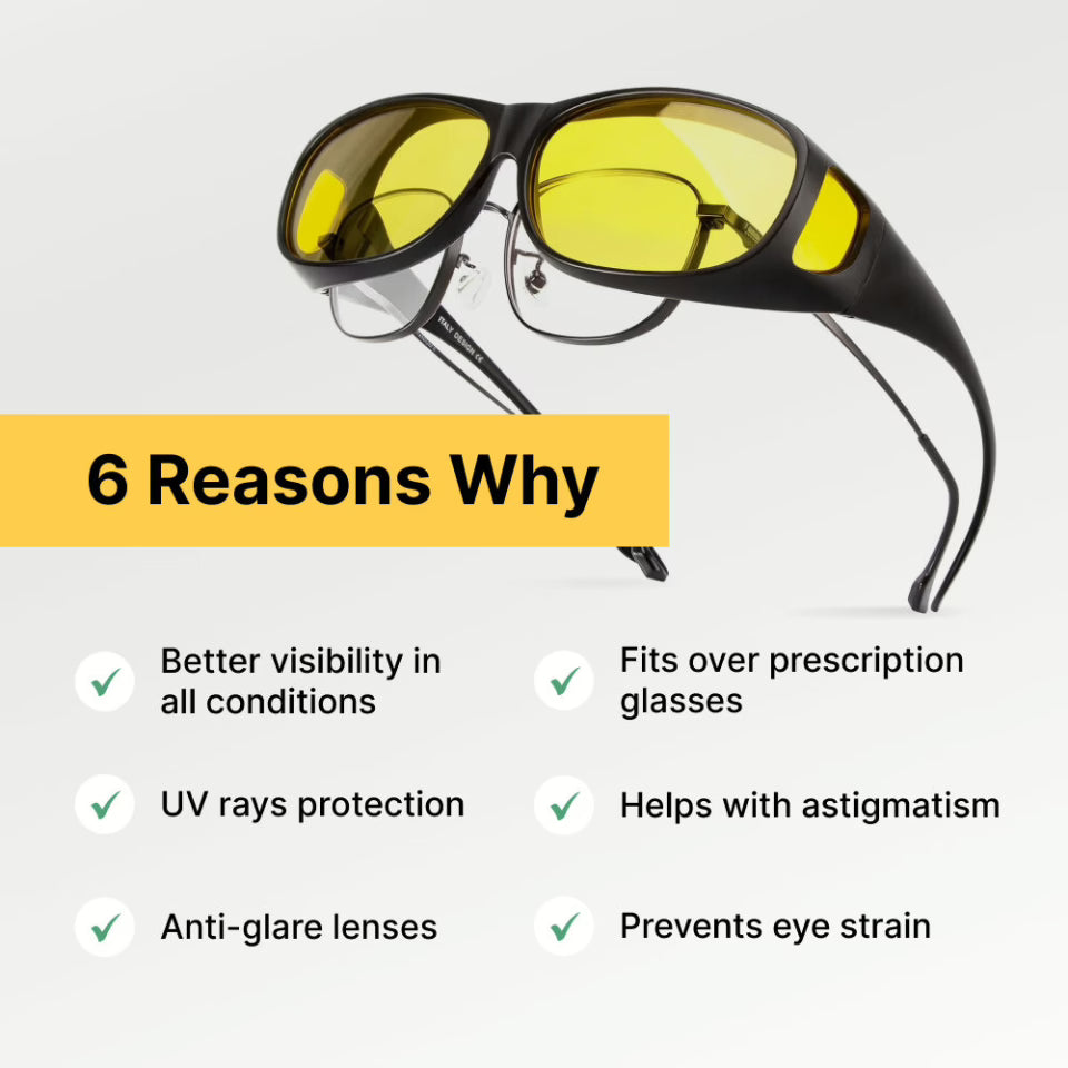 Polarised Night Vision Driving Glasses | Anti-Glare, Lightweight & Ideal for Safe Night Driving